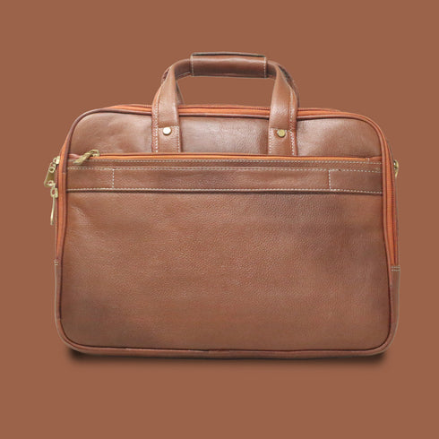 Omrith Genuine Leather Brown Croco Laptop Messenger Bag For Men